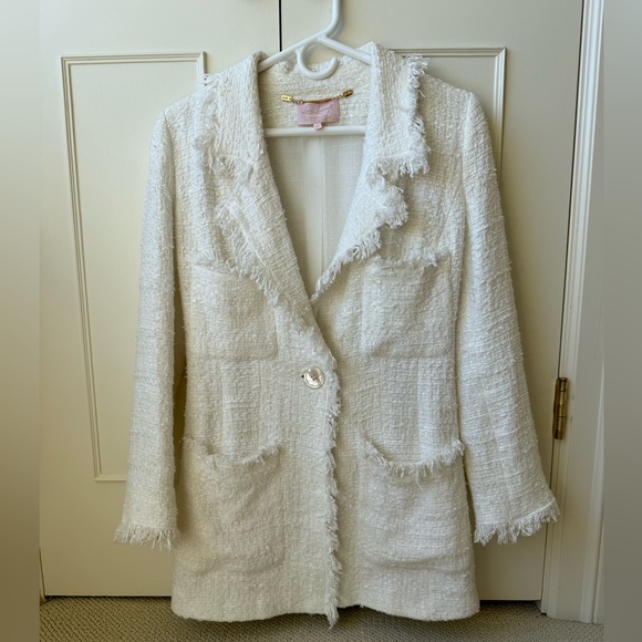Luisa Spagnoli Tweed White Blazer Limited Edition Occasion Jacket Size 42EU - Picture 7 of 8